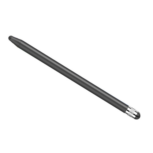 Universal Dual Tip Capacitive Stylus Pen with Replaceable Silicone Tips Black 1