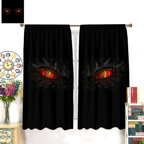 Dragon Phoenix Blackout Curtains 84x84 inches Red Blue 2