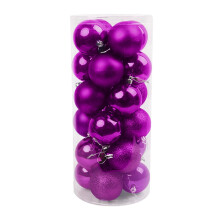Shatterproof Purple Christmas Ornaments Plastic Baubles 24