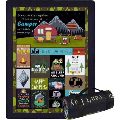 Quilted Picnic Blanket Waterproof Sandproof 80x80 Inch