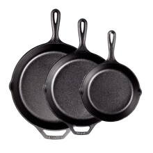 Lodge Vooraf Gekruide Gietijzeren Koekenpan Set - Inclusief 8 Inch, 10.25 Inch en 12 Inch Koekenpan - 3 Stuks