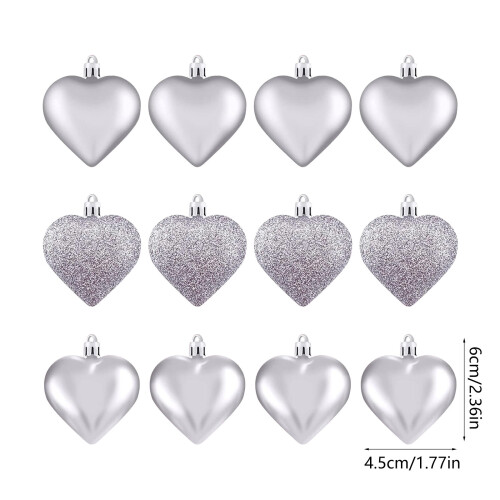 Silver Heart-Shaped Christmas and Valentine Decorations 12 2