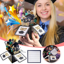 3D Doctor's Hat Greeting Card Black Hollow-Out Graduation