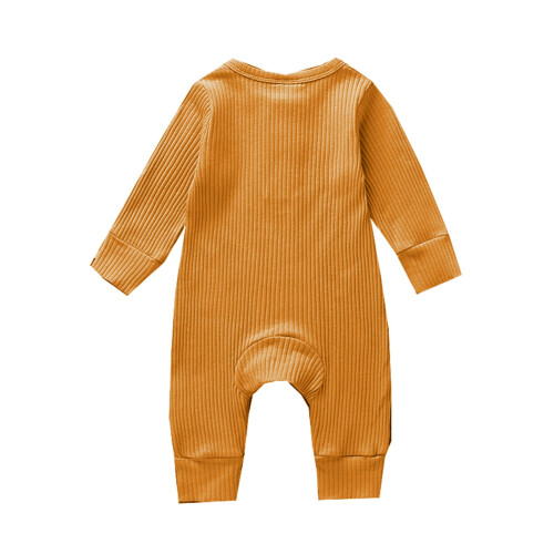 Toddler Long Sleeve Ribbed Henley Romper One-Piece 2