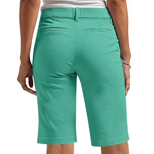 Women's Solid Elastic Twill Hiking Shorts with Pockets 1