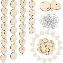 Wooden Heart and Circle Tags with Holes 100 pcs