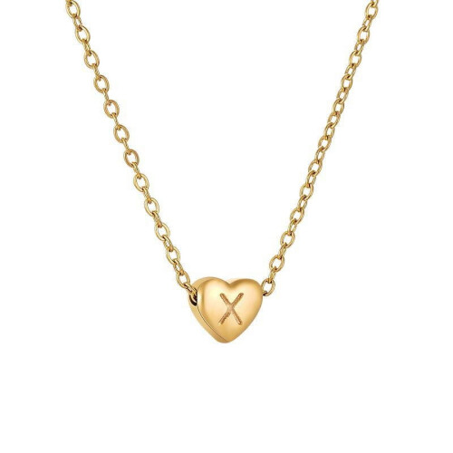 Initial Pendant Necklace 18K Gold Plated Figaro Chain