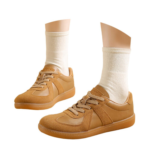 Suede Lace-Up Flat Loafers Brown Size 42 2