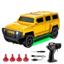 Mini RC Drift Truck 1:64 Scale 4WD Yellow