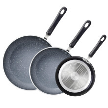 Cook N Home 8""""/10""""/12"""" 3 Pieces Frying Saute Pan Set with Non-stick Coating and Induction Compatible bottom Black