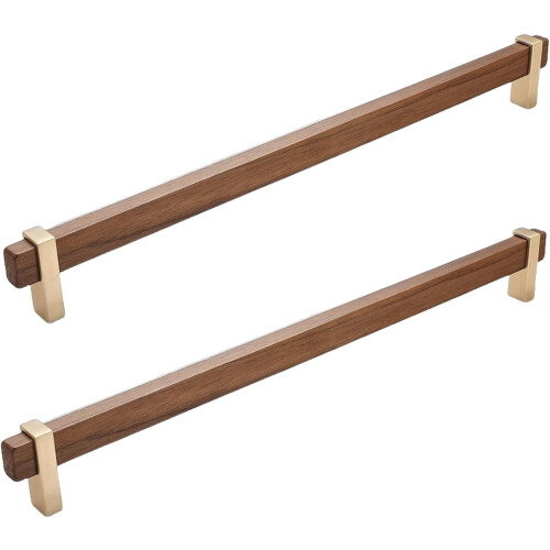 Wooden Cabinet Knobs Chinese Style Walnut 2 pcs