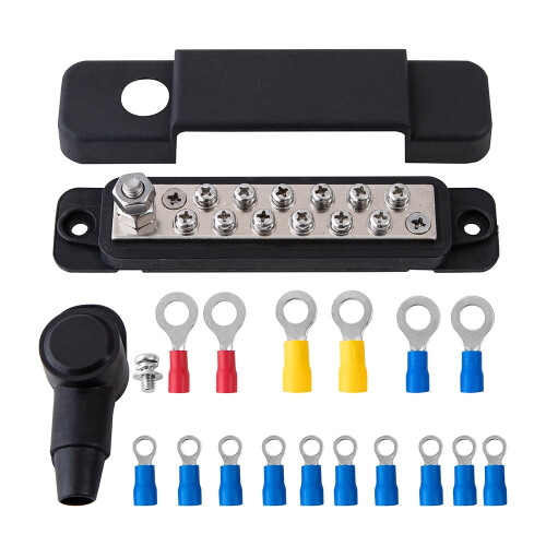 Black 12-Way Bus Bar Power Distributor 12V 150A Terminal 1