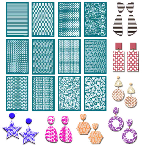 Silk Screen Stencils for Polymer Clay Jewelry Making Kit 2