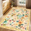 Floral Area Rug 4x6 ft Machine Washable Non-Slip Boho Ivory 8
