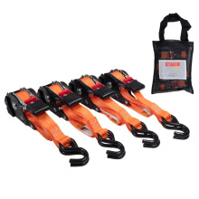 Mytee Producent 4 Pack Orange Auto Retrakt CER-FRI RATCHE STRAPAR | 1" x 12' Retraktbar med Zinkbelagd S-Hook