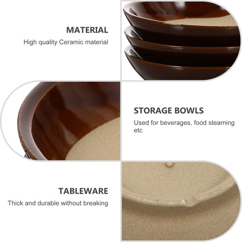 Vintage Soup Bowls Light Brown 3-Piece Set 2