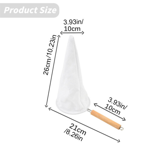 Wooden Handle Coffee Cloth Filter White 1 Piece 2