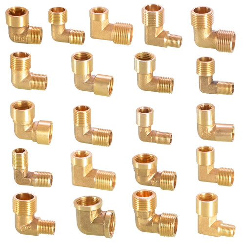 Brass Elbow Connector Threaded Gold 3 Types 2