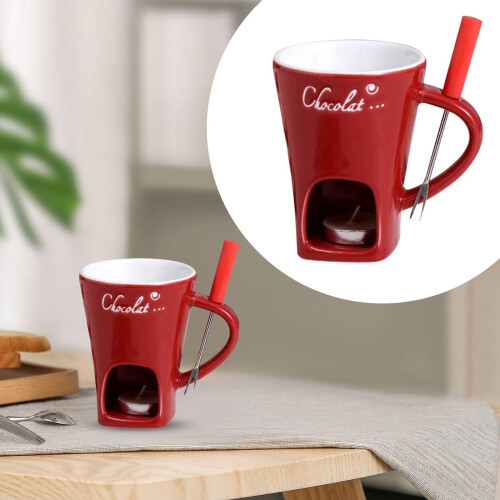 Ceramic Chocolate Fondue Cup with Candle Warmer Set