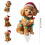 Dog Christmas Figurines Santa Hats String Lights 1 Set 4