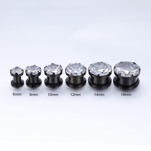 Sparkly Crystal Ear Plugs Stainless Steel 1 Pair 2