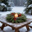 Christmas Candle Ring Flocked Pine with Red Berries and 5