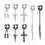 Stainless Steel Hoop Earring Gothic Cross 4 pcs 4
