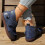 Blue Women's Ankle Boots Winter Casual Flat Sole with Side 4