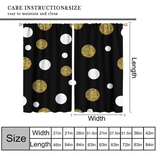 Polka Dot Curtains White Gold Dots 55x39 Inch 1