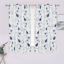 Light Blue Floral Grommet Curtains 52x63 Inch 2 Panels