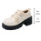 Beige women's winter loafers thick mid-heel round toe 7