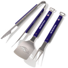 YouTheFan NFL Baltimore Ravens Ensemble BBQ 3 pièces, Acier Inoxydable, 22" x 9"