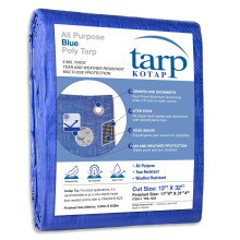 Kotap 12 x 32 Ft. Tarp Polyéthylène Multi-Usage 5-mil, Imperméable, Bleu, (TRA-1232)