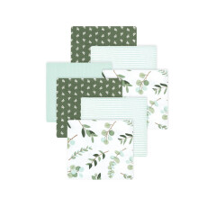 Little Treasure Hudson Baby Bomull Polyester Flanell Mottagningsfiltar Multipack, Grön Eucalyptus, 30x30 tum