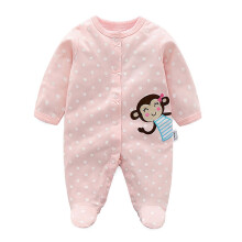 Baby Romper Sleepwear Cotton Footed Jumpsuit Pink 12-18