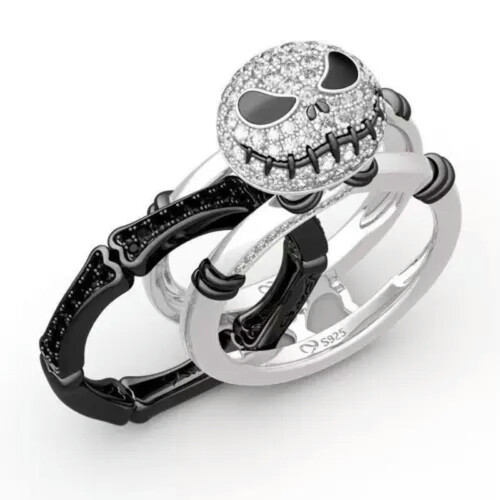 Punk Skull Ring 925 Silver Cubic Zirconia Size 6-10