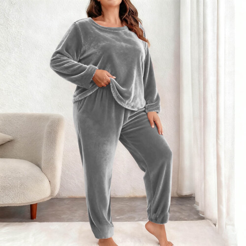 Women's Flannel Pajama Set Long Sleeve Plus Size