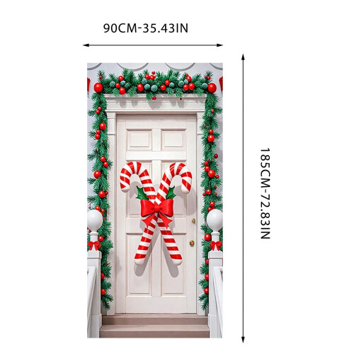 Christmas Door Cover Red Bow Pattern 35x73 Inch 2