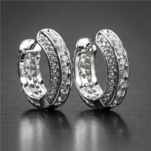 925 Silver Cross CZ Hoop Drop Earrings