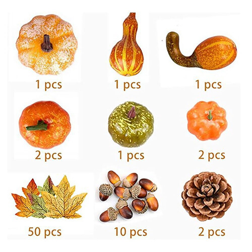 Fall Decor Set Maple Leaves Acorns Pinecones Pumpkins 70 Pcs 2