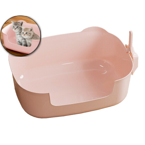 Cat Litter Box with High Sides and Low Entry
