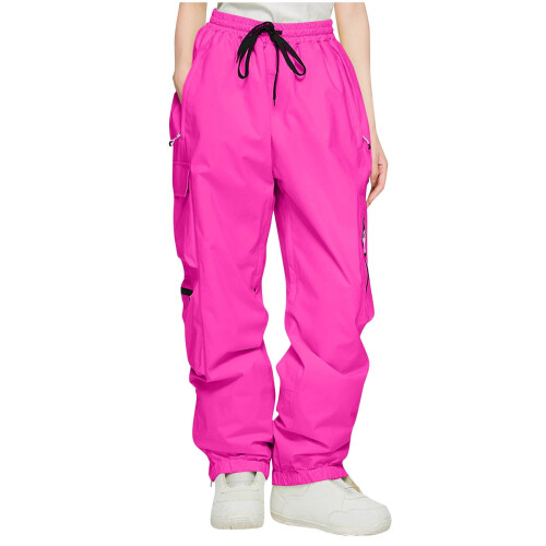 Women's Solid Elastic Waist Snowboard Pants Windproof 1