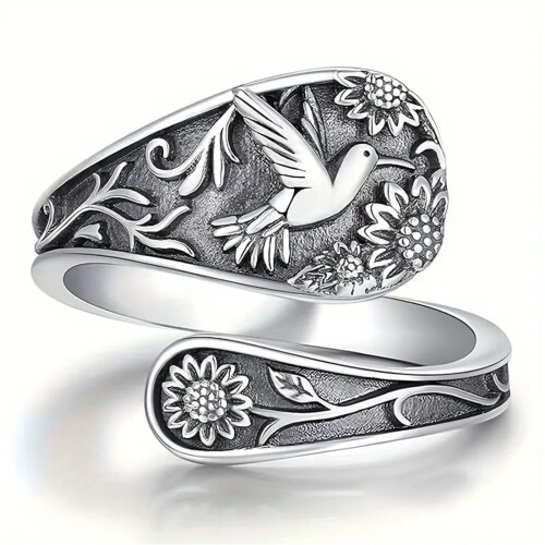 Women's Hummingbird Thumb Ring White 2