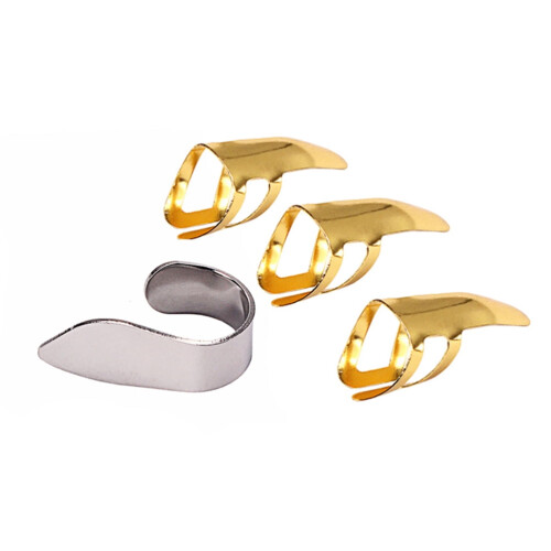 Thumb Picks Stainless Steel 4pcs Golden Silver 1