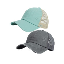 Women's Baseball Cap with Ponytail Hole Vintage Washed Dad