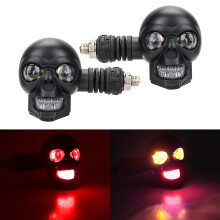 Skull LED Motorcycle Turn Signals Amber White 2-Pack