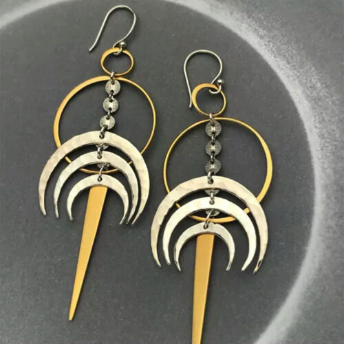 Boho 925 Silver Gold Oval Drop Earrings for Women A Pair 1