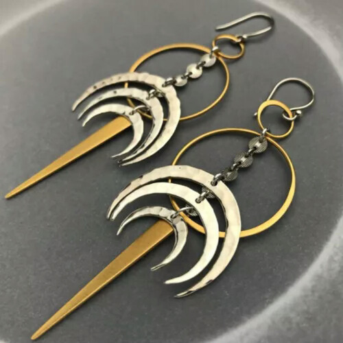 Boho 925 Silver Gold Oval Drop Earrings for Women A Pair 2