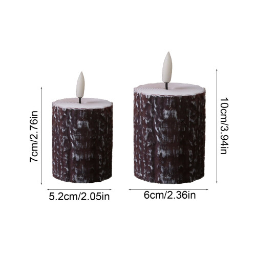 LED Artificial Bark Candle Set 2-Pack Battery Operated 2
