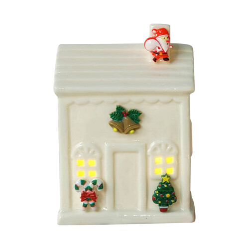 Ceramic Christmas Houses Decor Set White Multicolor 6 Pieces 1